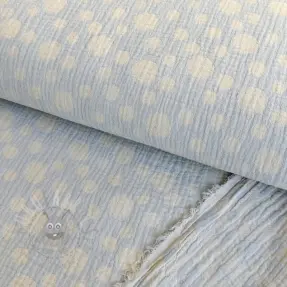 Mușelină JACQUARD Dots light blue