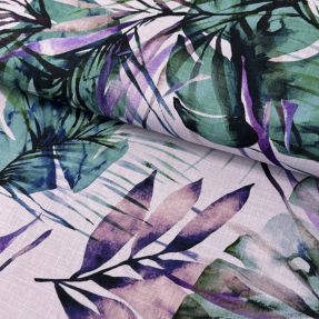 Viscoză cu in Tropical leaves purple digital print