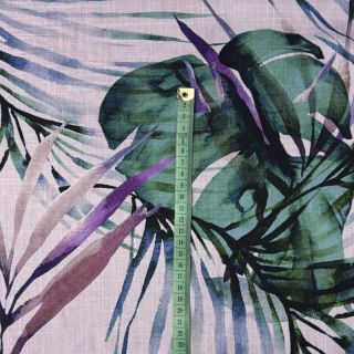 Viscoză cu in Tropical leaves purple digital print