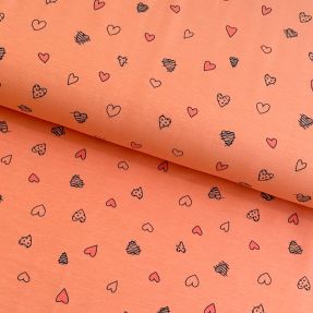 Tricot Cute hearts peach digital print