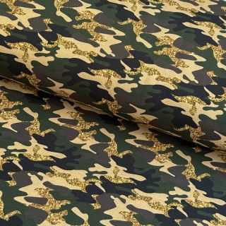 Tricot Shimmering camouflage brown digital print