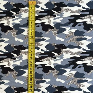 Tricot Shimmering camouflage blue digital print