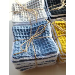 Țesătură din bumbac waffle blue