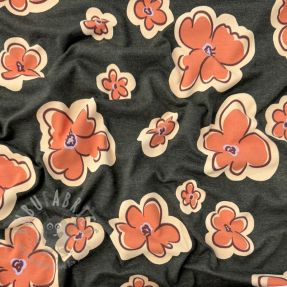 Tricot Flowers anthracite melange