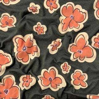 Tricot Flowers anthracite melange