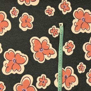 Tricot Flowers anthracite melange