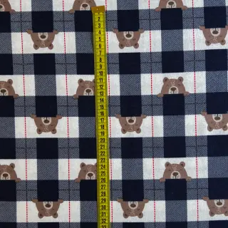 Țesătură din bumbac FLANNEL Bear check navy