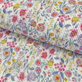 Țesătură din bumbac waffle Flowers digital print