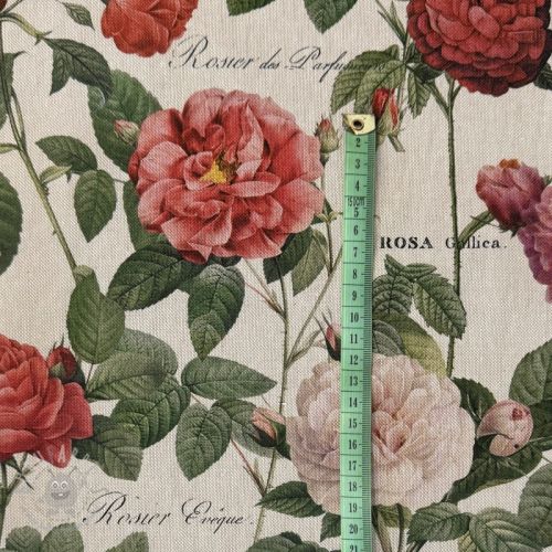 Țesătură decorativă Linenlook premium Vintage Rose Garden digital print