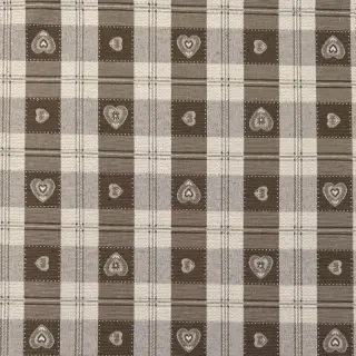 Țesătură decorativă jacquard DOUBLE FACE Landhaus Heart Check taupe