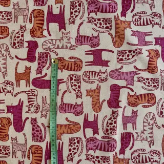 Țesătură decorativă Linenlook Cat Wildlife Art pink