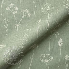 Țesătură decorativă Linenlook Fine Fragile Flower old green