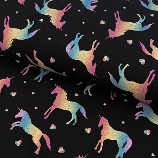 Tricot Unicorns parade black digital print