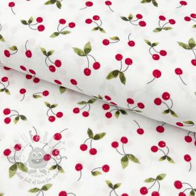 Mușelină Cherries white digital print
