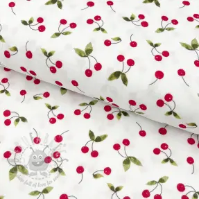 Mușelină Cherries white digital print