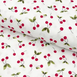Mușelină Cherries white digital print