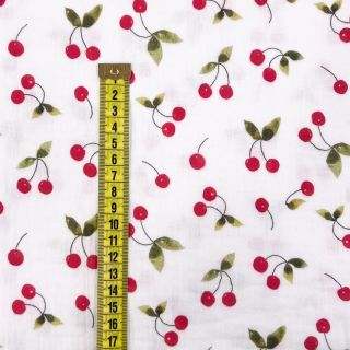 Mușelină Cherries white digital print