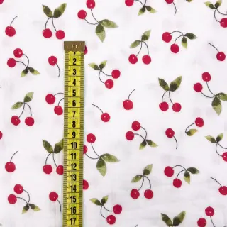 Mușelină Cherries white digital print