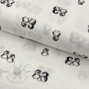 Mușelină Penguin white digital print ORGANIC