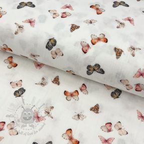 Mușelină Butterflies white digital print