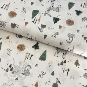Țesătură din bumbac Forest off white digital print