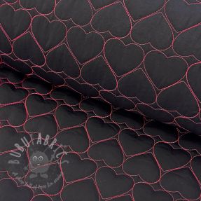 Material textil matlasat EMBROIDERY Hearts navy pink