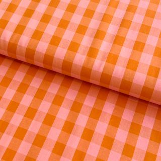 Țesătură din bumbac YARN DYED CHECKS orange salmon