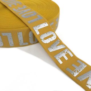 Elastic neted 3,5 cm LOVE ochre