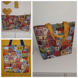 Țesătură decorativă GOBELIN PREMIUM Happy colourful village