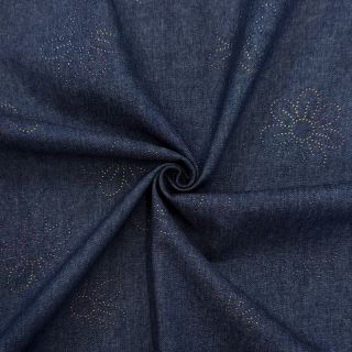 Țesătură din bumbac JEANS FOIL Flowers