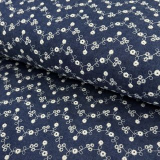 Țesătură din bumbac JEANS Embroidery dark blue