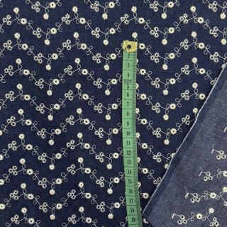Țesătură din bumbac JEANS Embroidery dark blue