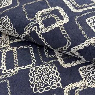 Țesătură din bumbac JEANS EMBROIDERY Square dark blue