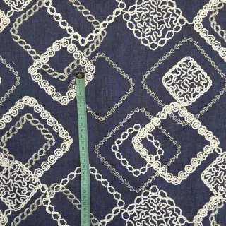Țesătură din bumbac JEANS EMBROIDERY Square dark blue