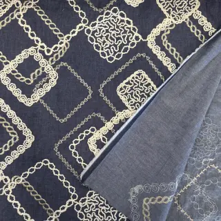 Țesătură din bumbac JEANS EMBROIDERY Square dark blue