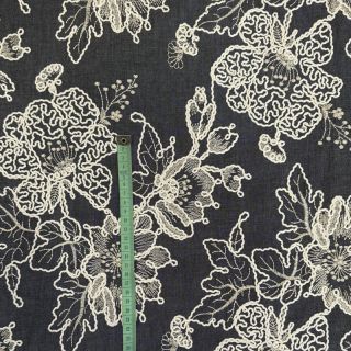 Țesătură din bumbac JEANS EMBROIDERY Bouquet black