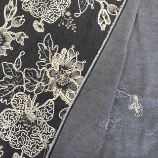Țesătură din bumbac JEANS EMBROIDERY Bouquet black