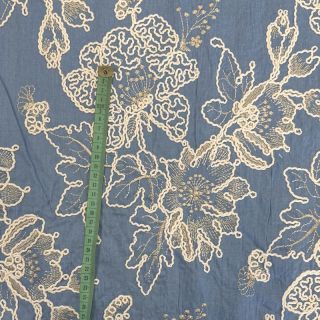 Țesătură din bumbac JEANS EMBROIDERY Bouquet light blue