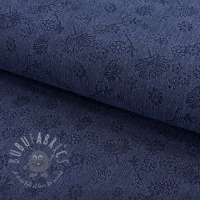 JEANS 9,5 OZ Embossed Flowers dark blue