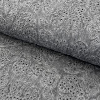 Țesătură din bumbac VOILE EMBROIDERY Vintage dark grey
