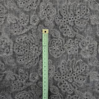 Țesătură din bumbac VOILE EMBROIDERY Vintage dark grey