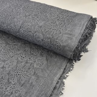 Țesătură din bumbac VOILE EMBROIDERY Vintage dark grey