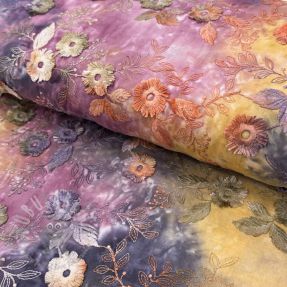 Țesătură din bumbac TIE DYE EMBROIDERY Poppy design E