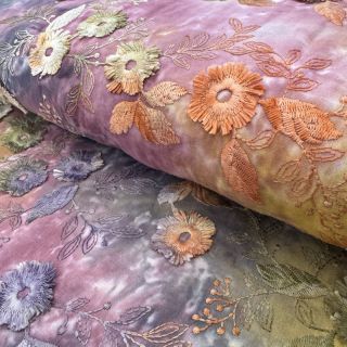 Țesătură din bumbac TIE DYE EMBROIDERY Poppy design E