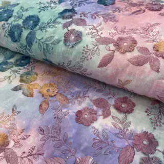 Țesătură din bumbac TIE DYE EMBROIDERY Poppy design C