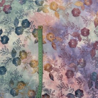 Țesătură din bumbac TIE DYE EMBROIDERY Poppy design C