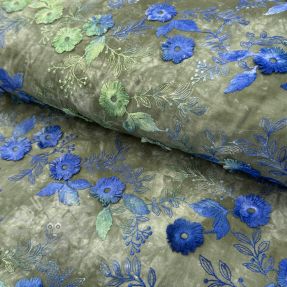 Țesătură din bumbac TIE DYE EMBROIDERY Poppy design B