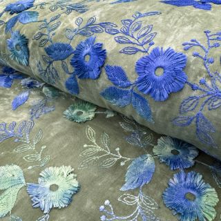 Țesătură din bumbac TIE DYE EMBROIDERY Poppy design B