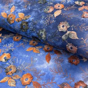 Țesătură din bumbac TIE DYE EMBROIDERY Poppy design D