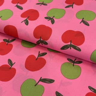 Țesătură din bumbac Fruit apple pink digital print